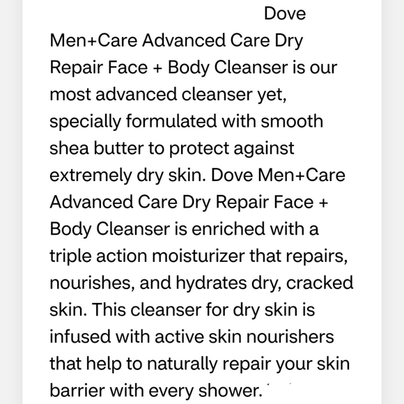 🐢2/$15 Dove Men+Care Advanced Care Dry Repair Face + Body Cleanser - Picture 8 of 9